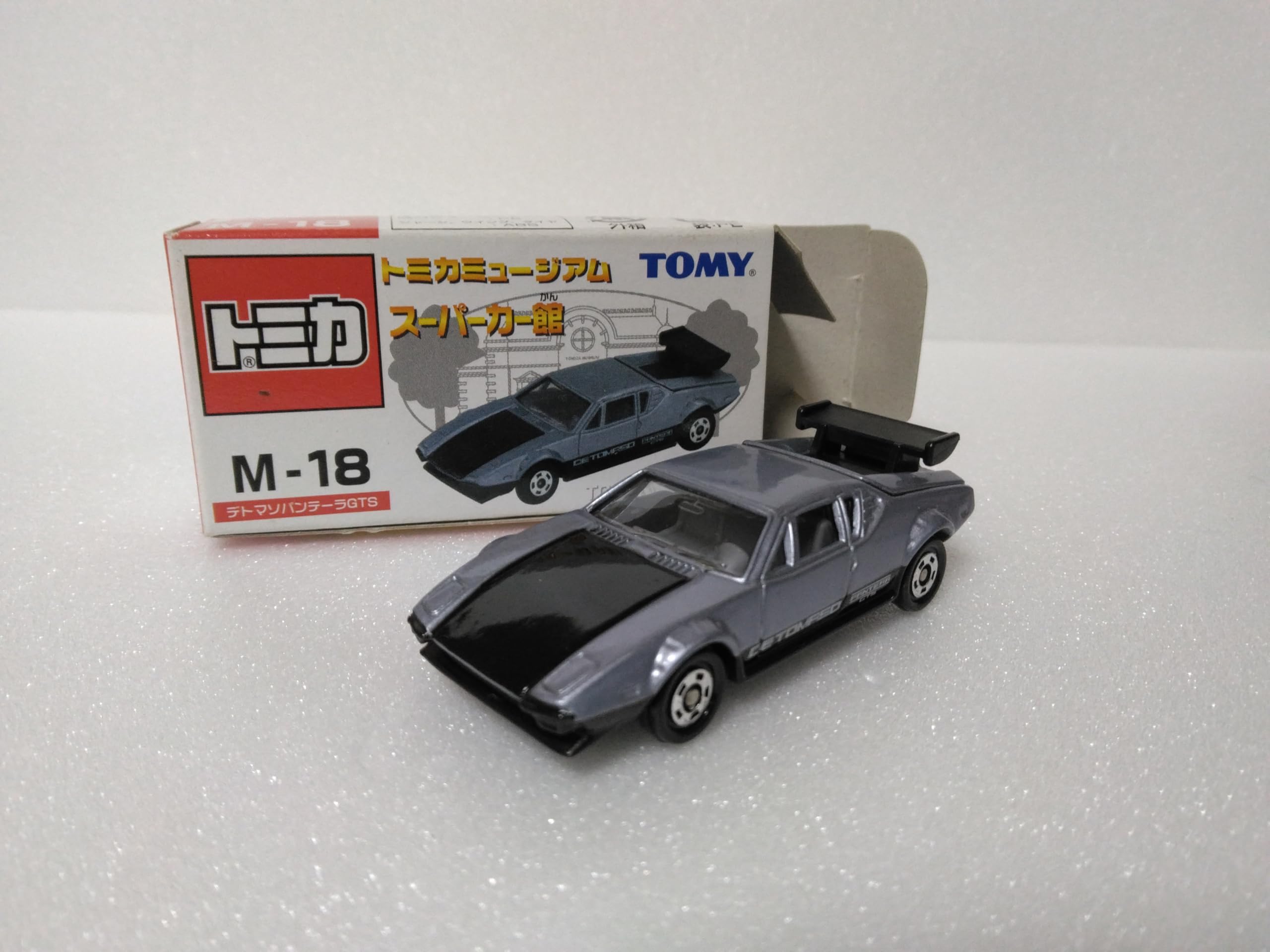 Музей Томика M-18 DeTomaso Pantera GTS, Серый, Литая мини-машина, В комплекте прозрачный кейс